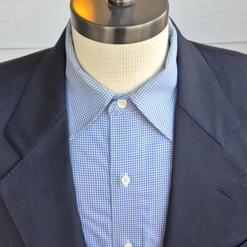 SAMUELSOHN Dark Navy Solid Loro Piana Super‎ 110s Wool Mens Sz 44 L Sport Coat